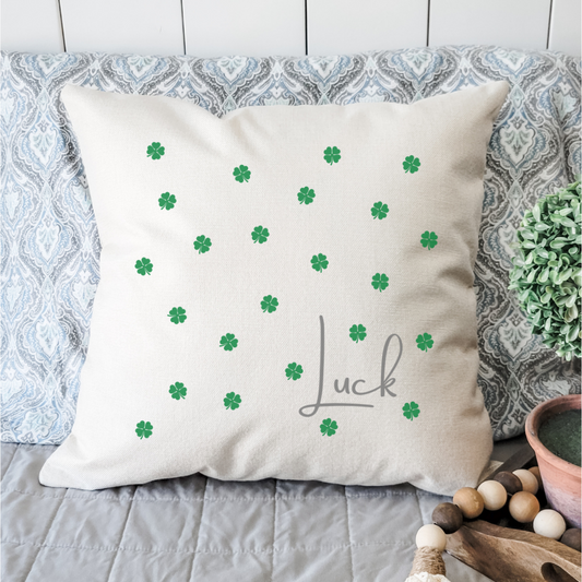 Luck in Gray Pillow Cover