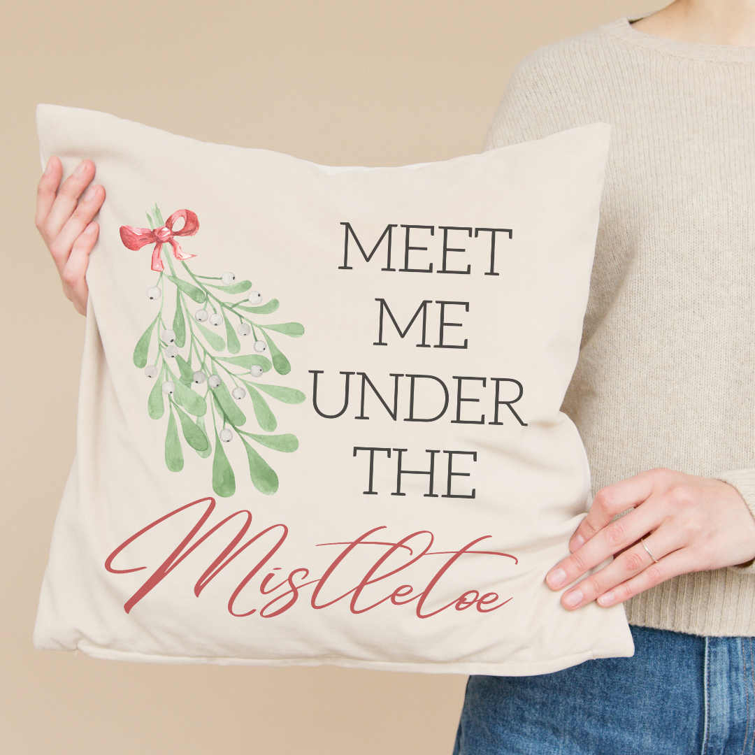 Meet Me Under the Mistletoe Pillow Cover