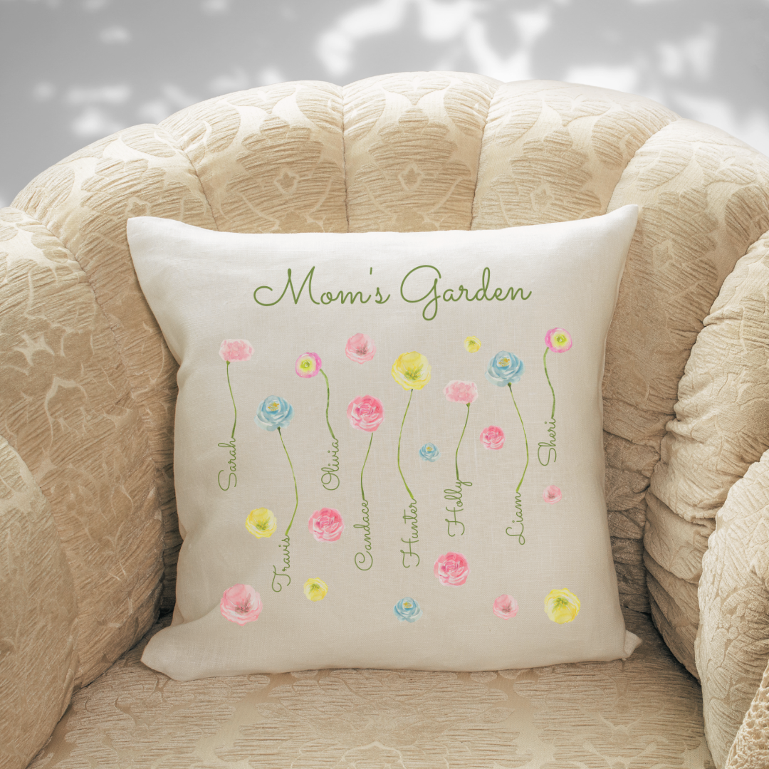 Personalized Mom's Garden Pillow Cover