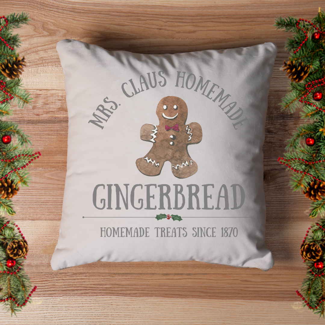 Mrs. Claus Gingerbread Pillow Cover