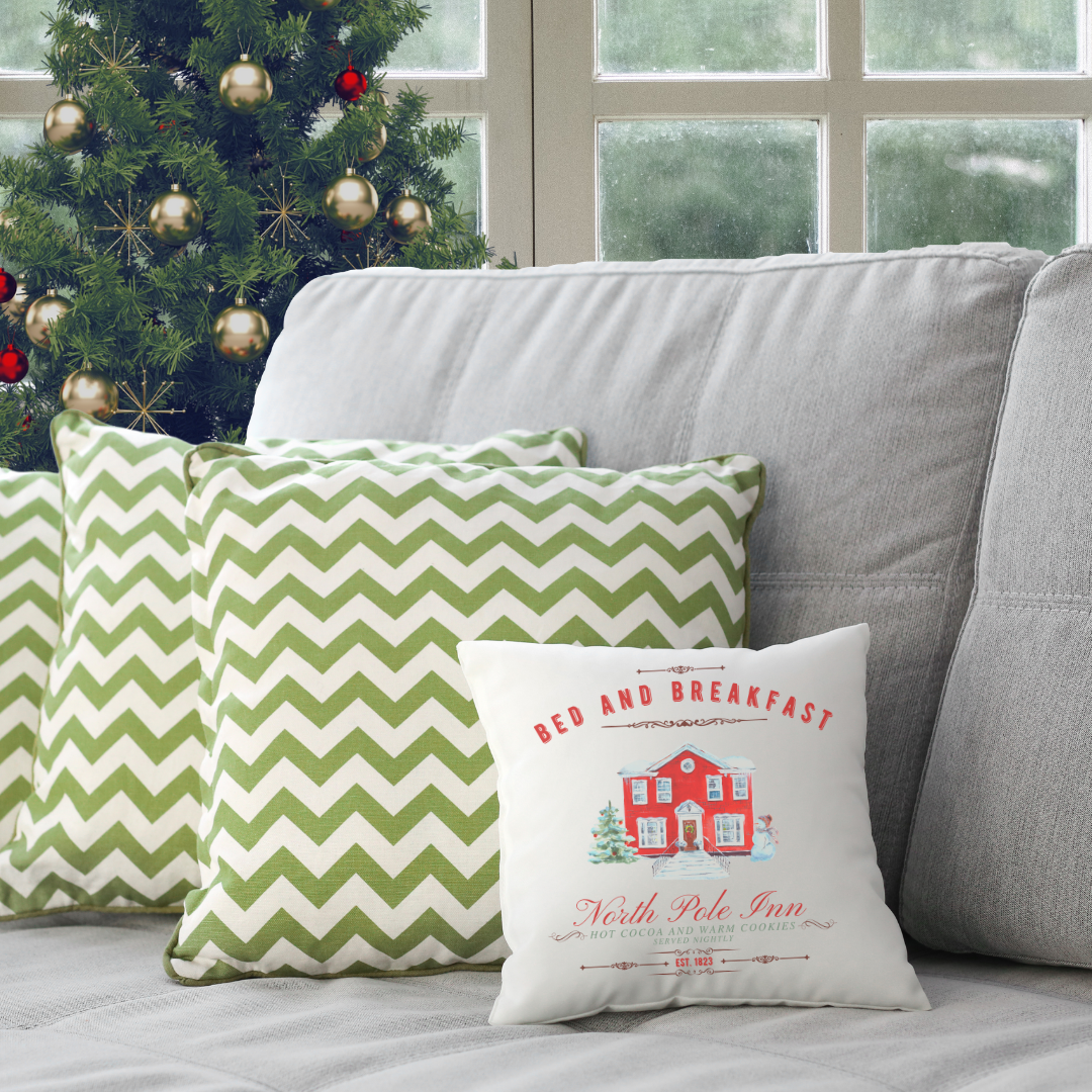 North Pole Bed and Breakfastchristmas Pillow Cover Christmas Pillow Cover  Christmas Decor Christmas Decorations Christmas Throw Pillow 