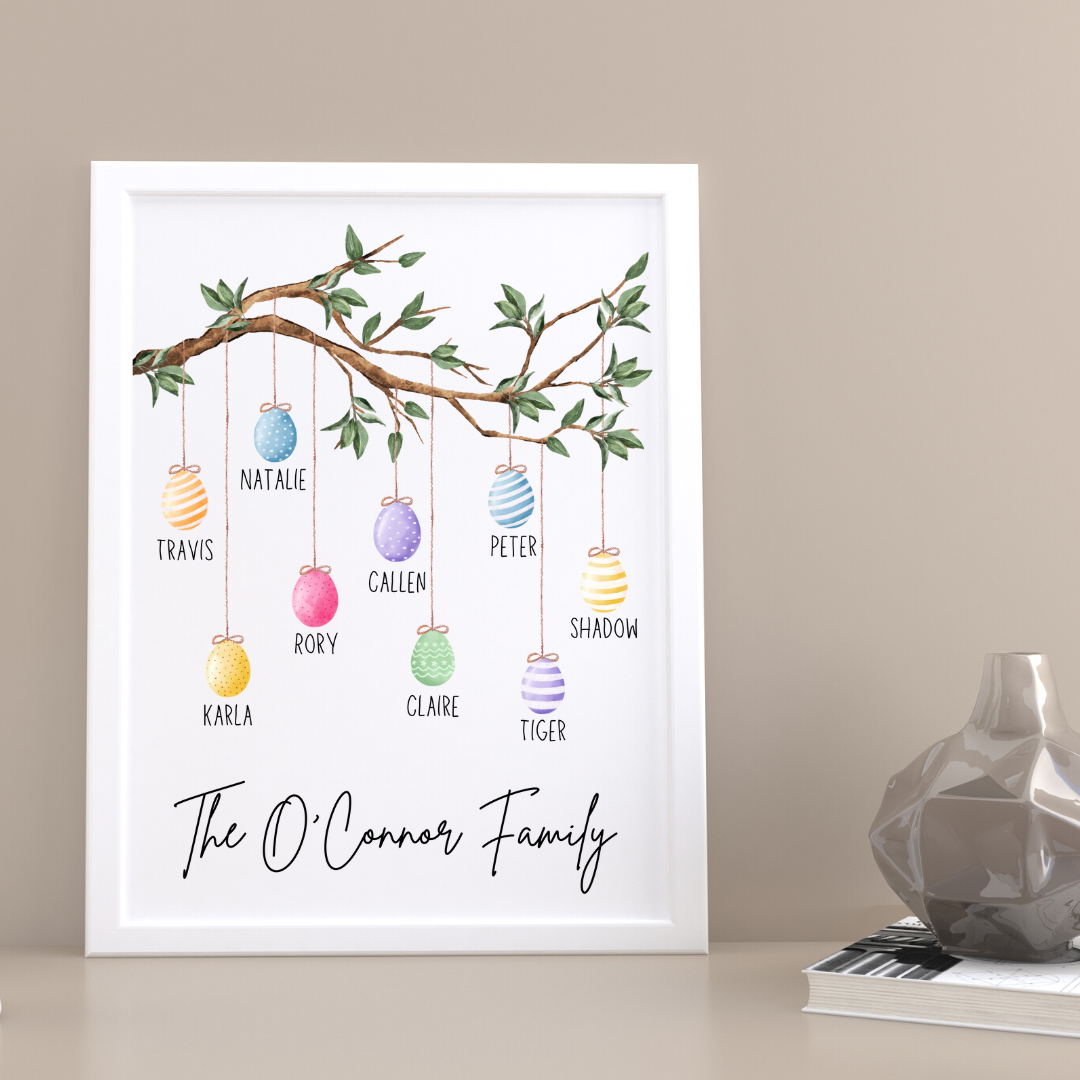 8 1/2 x 11 Personalized Egg Branch Print