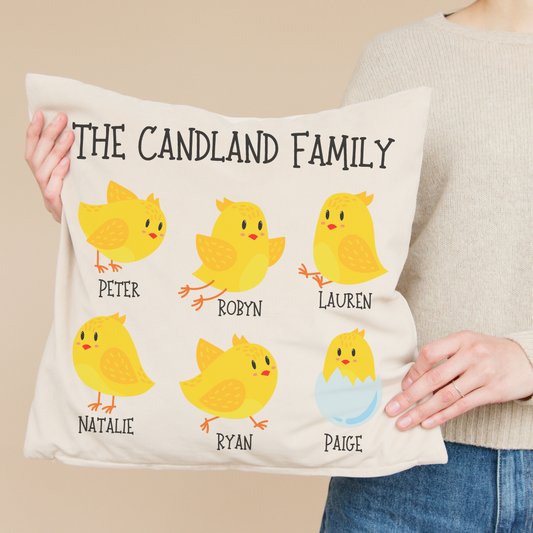 Personalized Family Chicks Pillow Cover