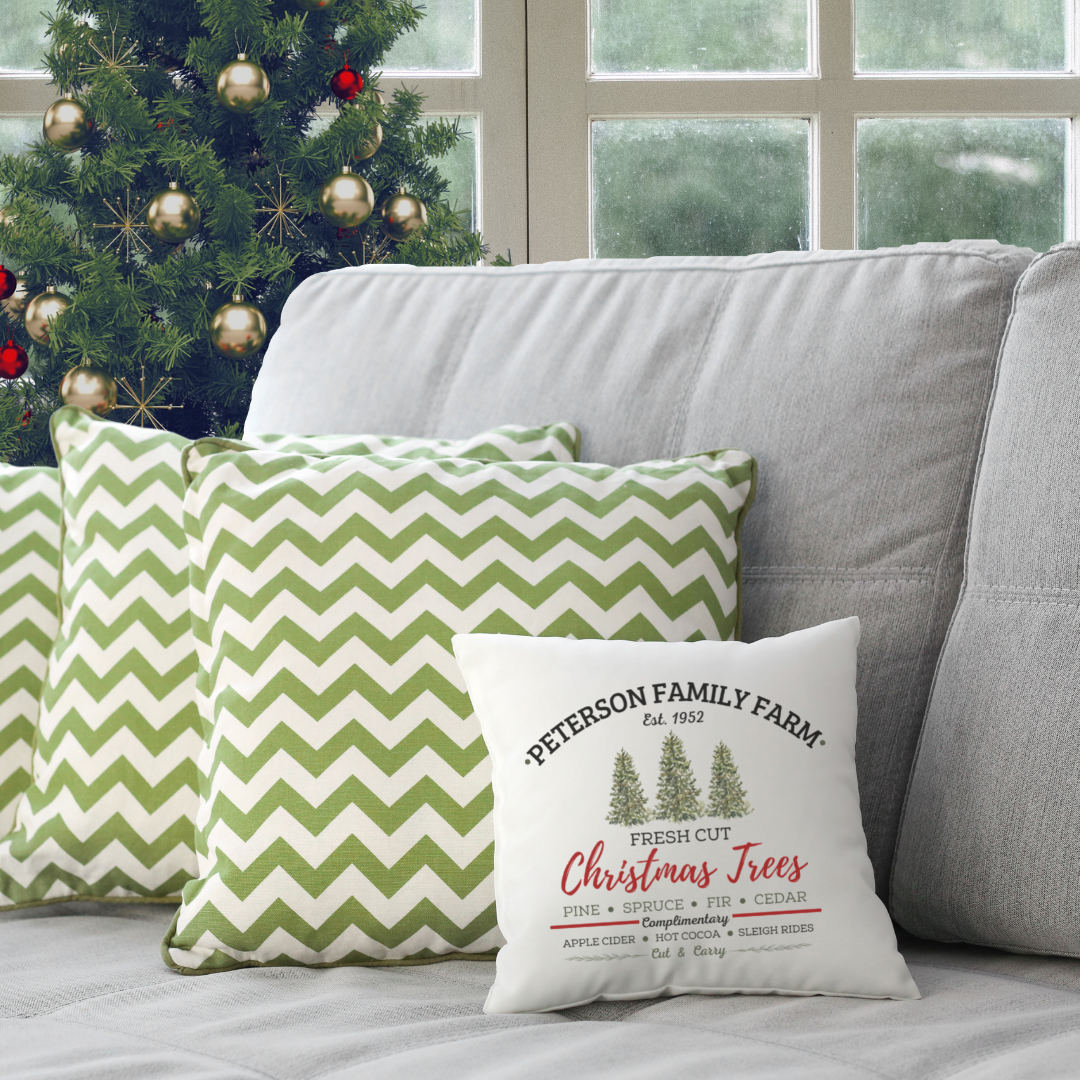 Personalized Family Farm Christmas Trees Pillow Cover