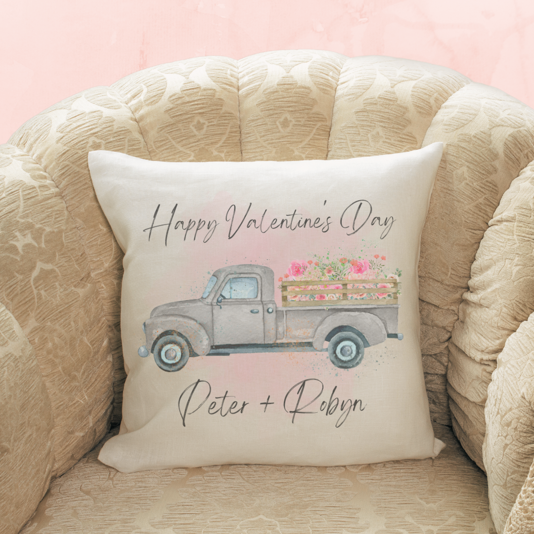 Personalized Flower Truck Art Pillow Cover