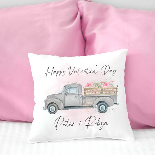 Personalized Flower Truck Art Pillow Cover