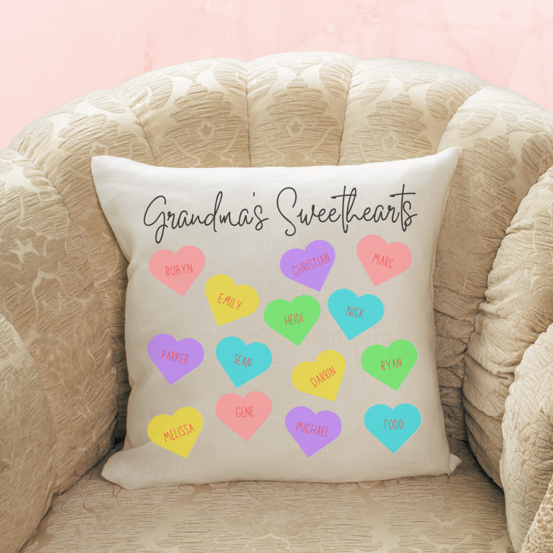 Personalized Grandma's Sweethearts Pillow Cover