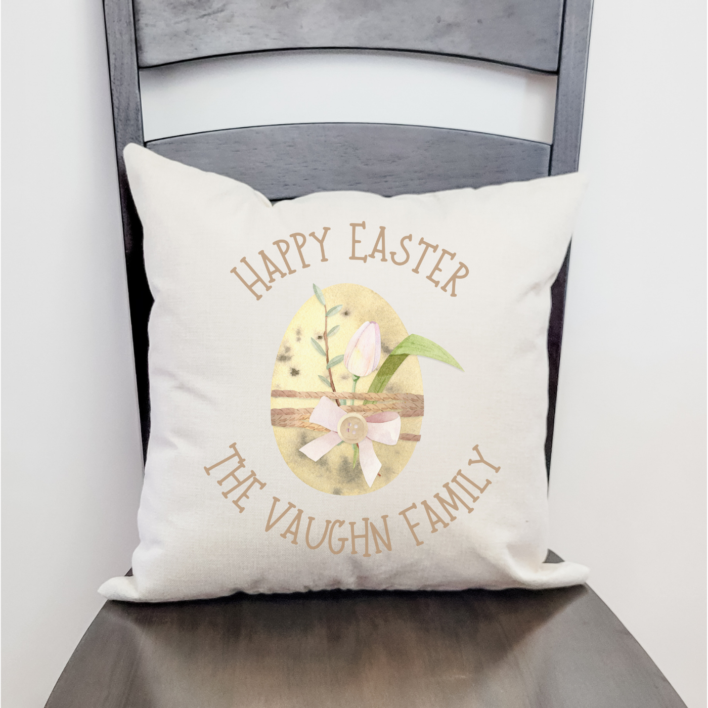Personalized Happy Easter Egg Pillow Cover