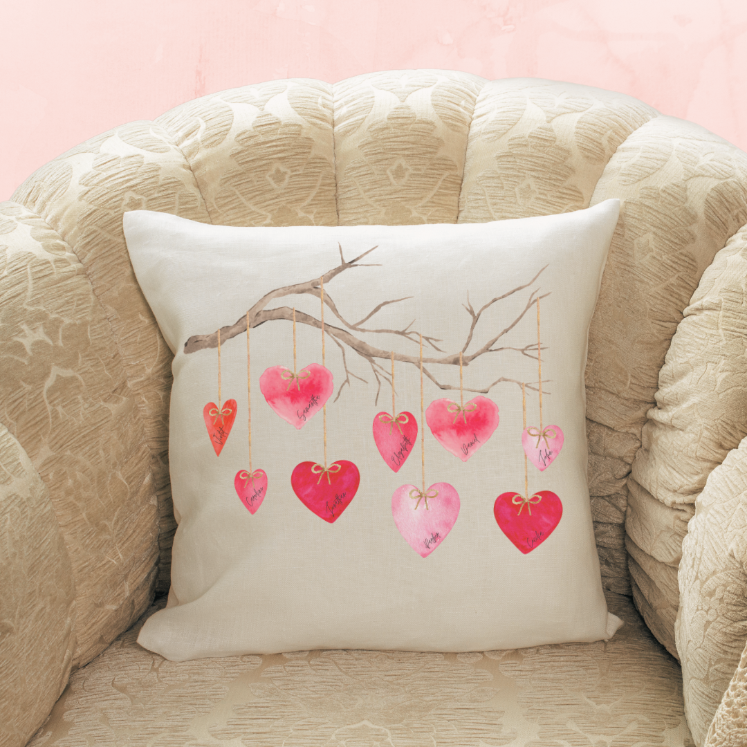 Personalized Heart Branch Pillow Cover