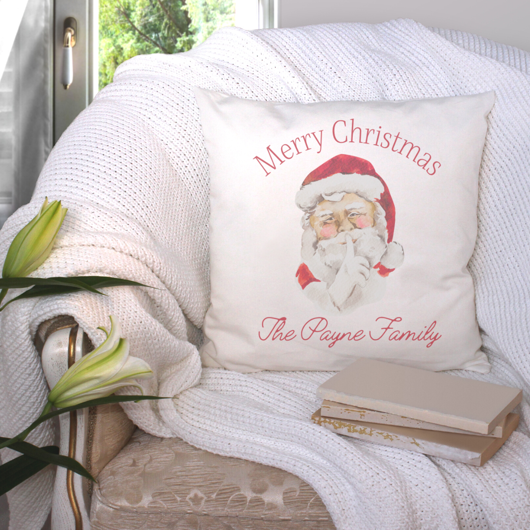 Personalized Merry Christmas Santa Pillow Cover