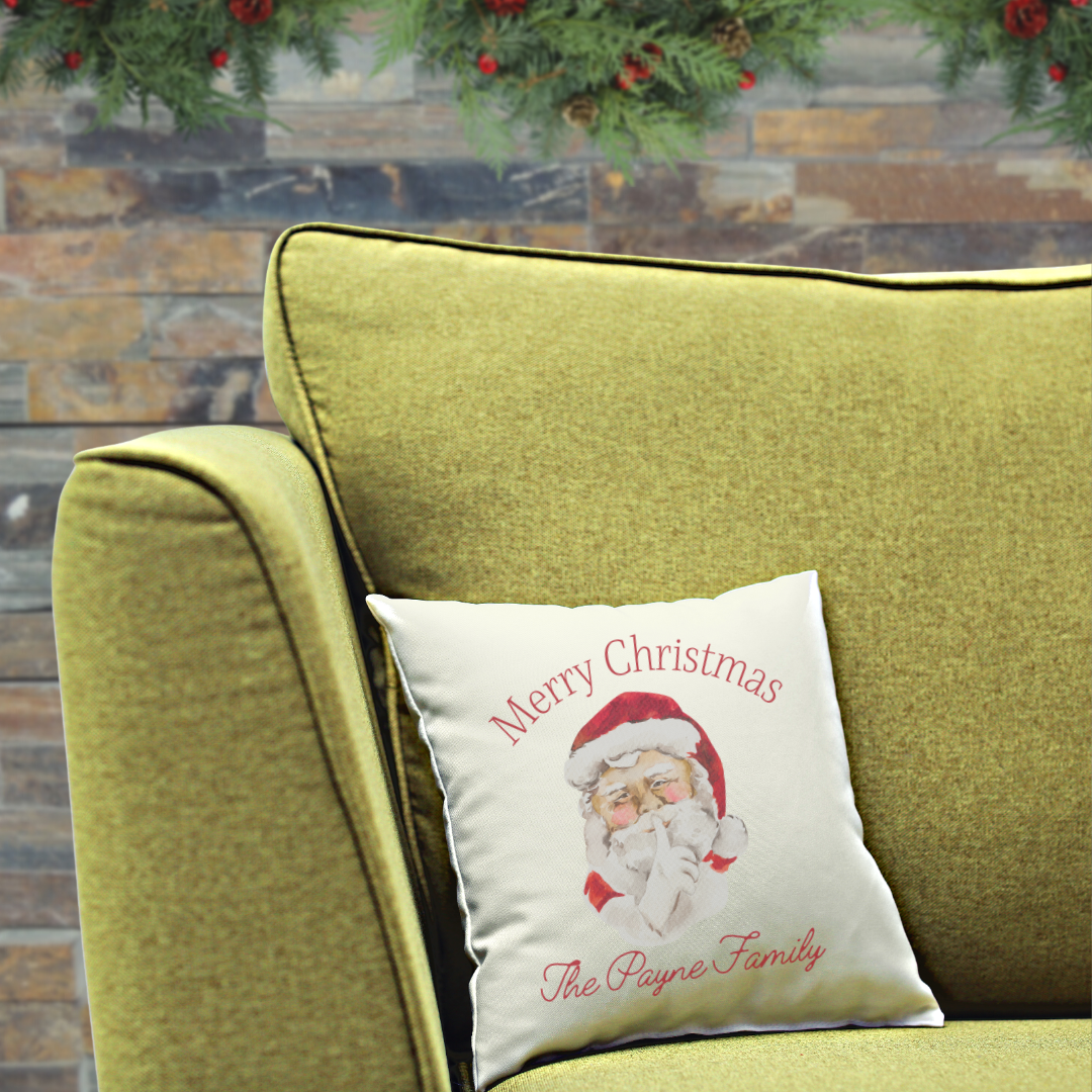 Personalized Merry Christmas Santa Pillow Cover