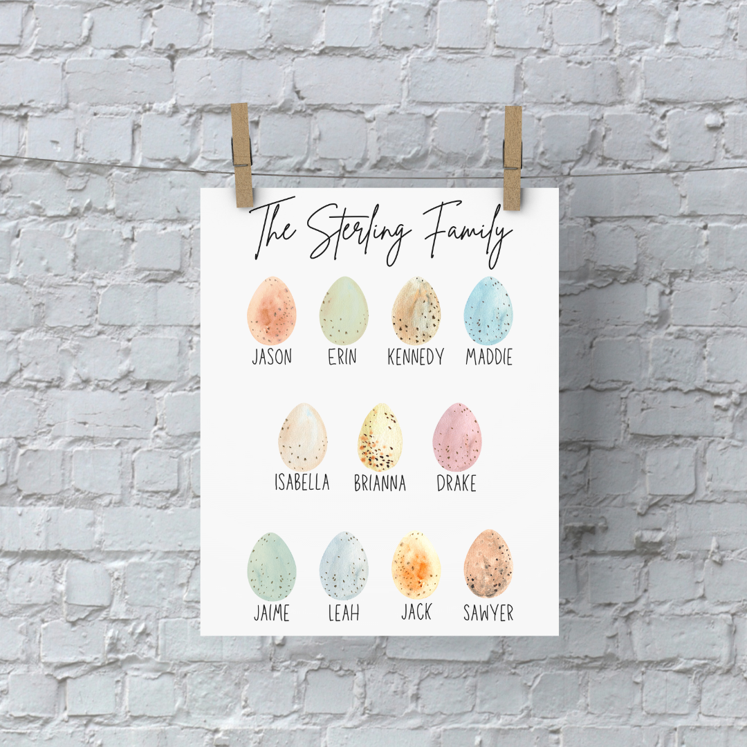 8 1/2 x 11 Personalized Natural Eggs Print