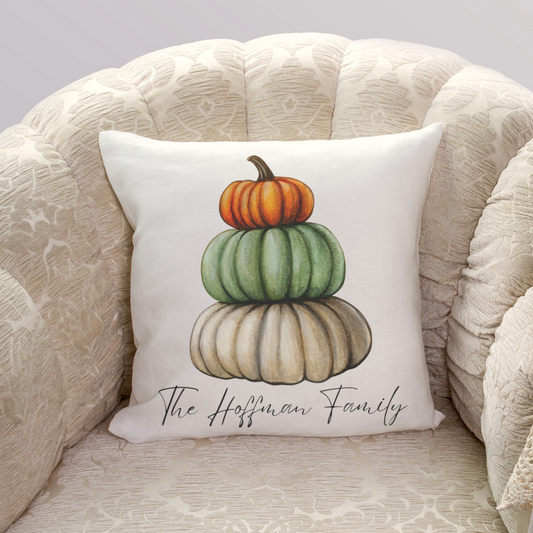 Personalized Stacked Pumpkins Pillow Cover
