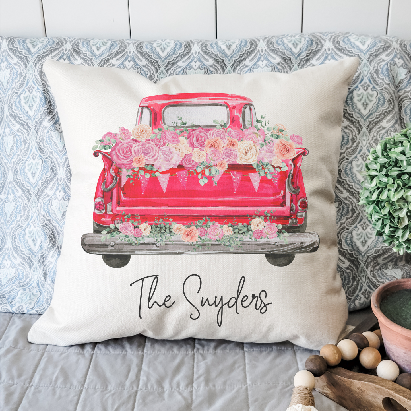 Personalized Valentine Truck Tailgate Pillow Cover