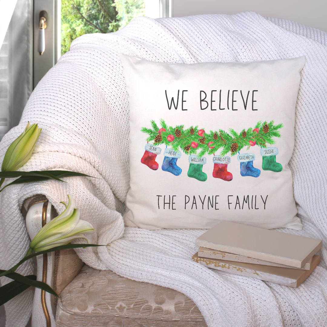 Personalized We Believe Pillow Cover