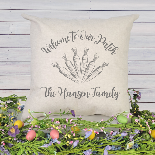 Personalized Welcome to Our Patch Carrots Pillow Cover