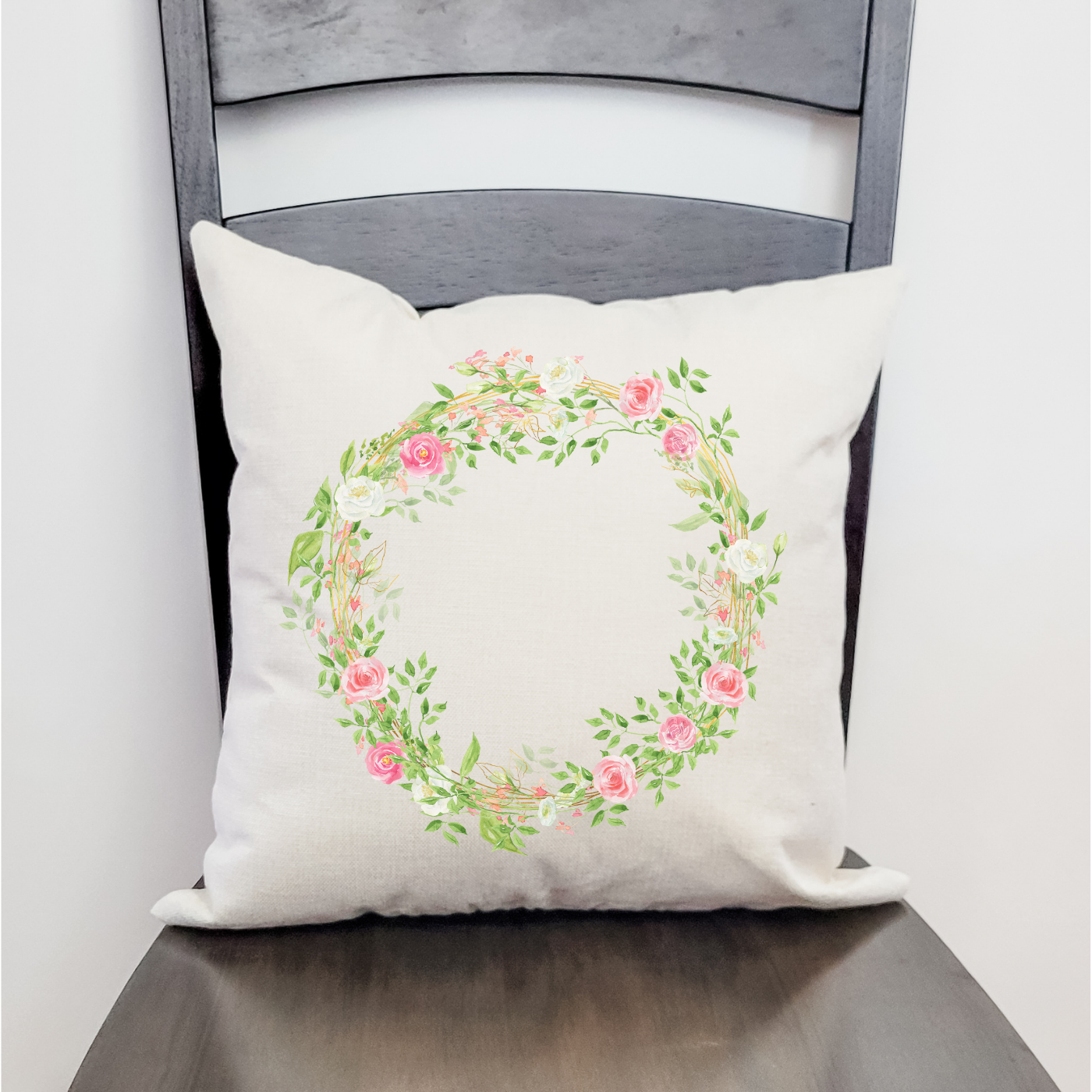 Pink Wreath Pillow Cover