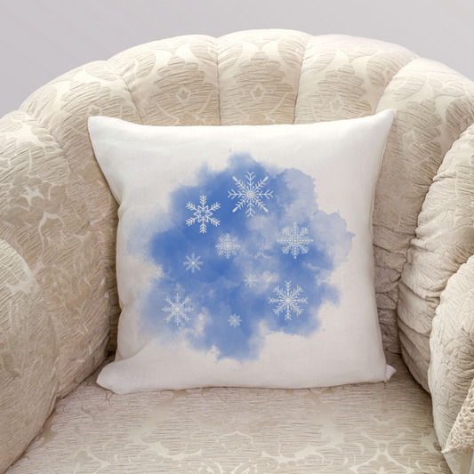 Snowflakes with Blue Pillow Cover