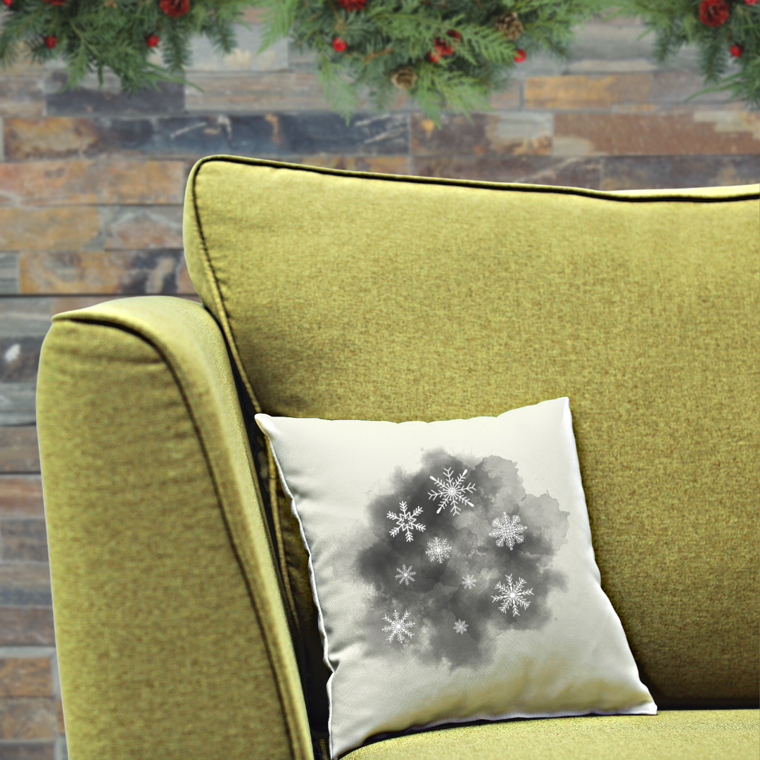 Snowflakes with Gray Pillow Cover