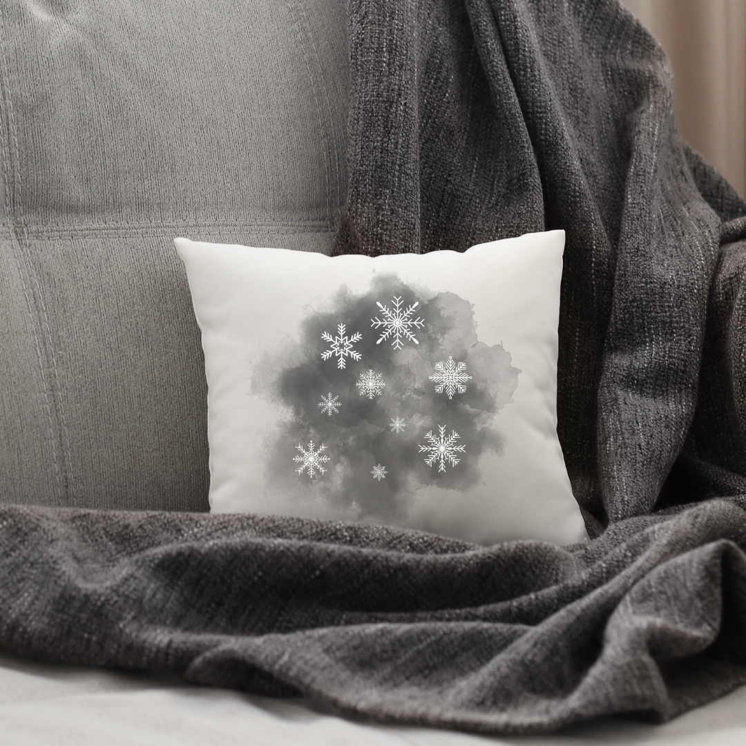 Snowflakes with Gray Pillow Cover
