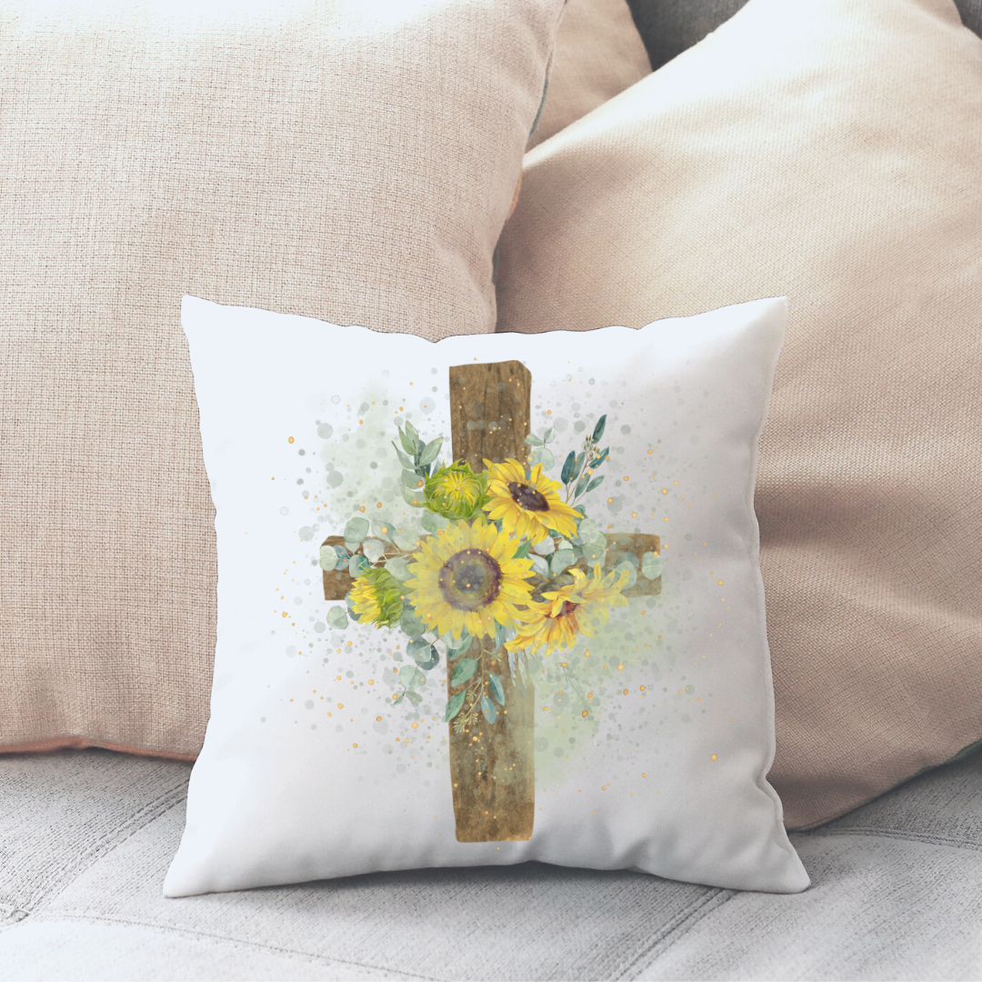 Sunflower Cross Pillow Cover