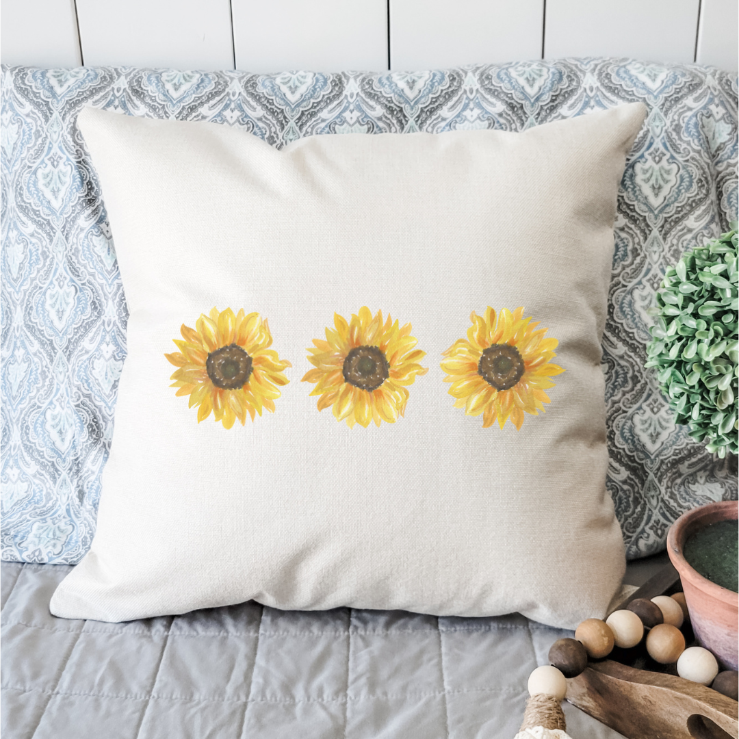 Three Sunflowers Pillow Cover