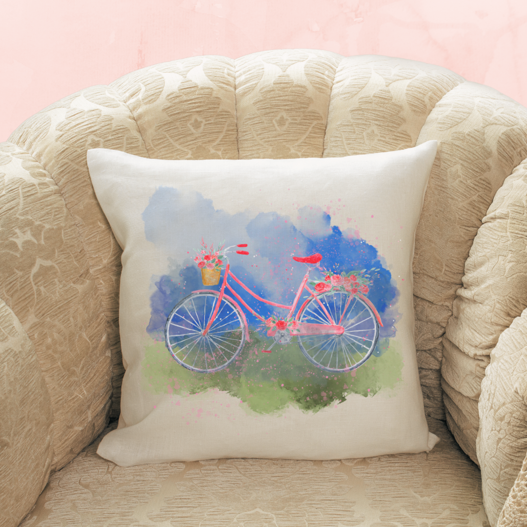 Valentine Bicycle Art Pillow Cover