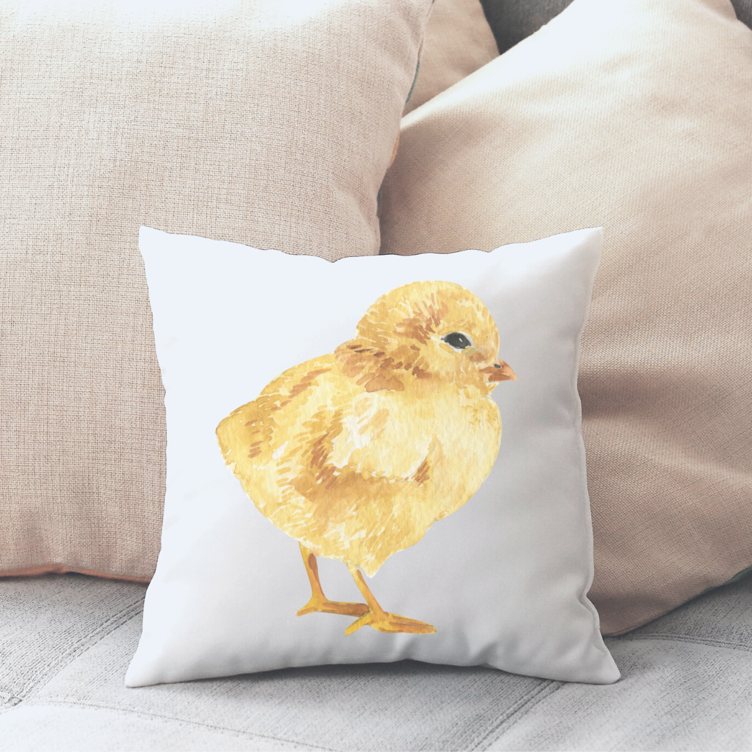 Watercolor Chick Pillow Cover