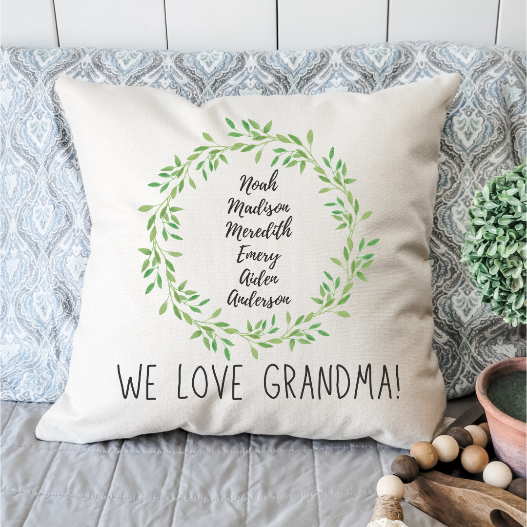 Personalized We Love Grandma Pillow Cover (various styles)