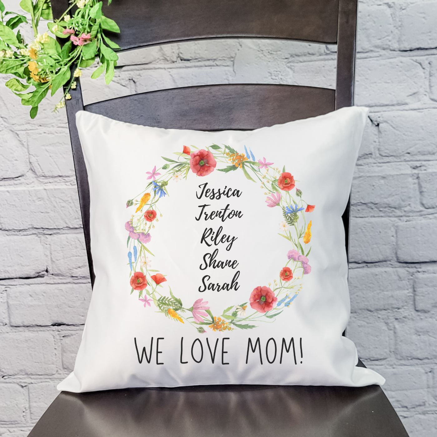 Personalized We Love Mom Pillow Cover (various styles)
