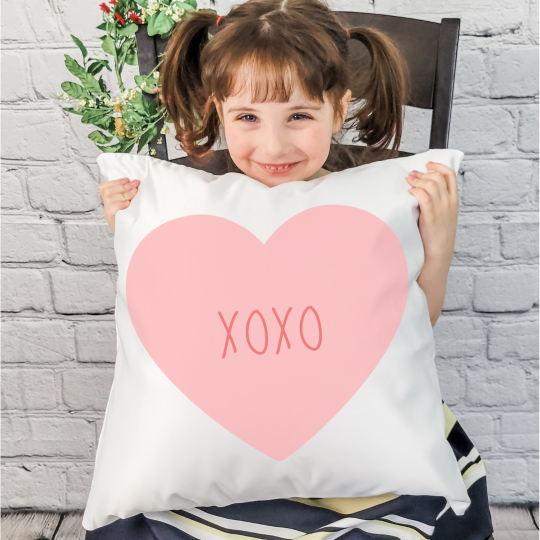 Candy Heart XOXO Pillow Cover (various colors)