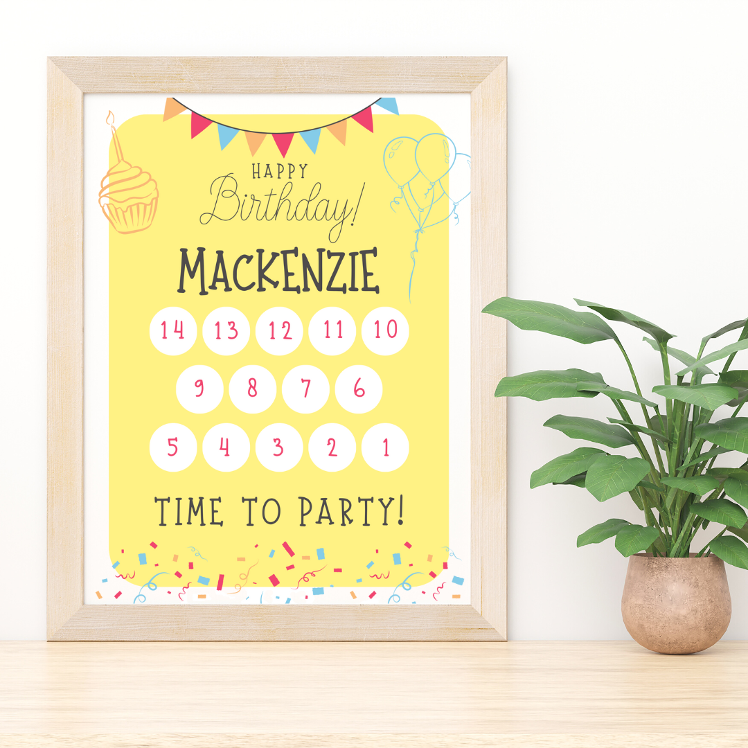 8 1/2 x 11 Personalized Birthday Countdown Print (various colors)